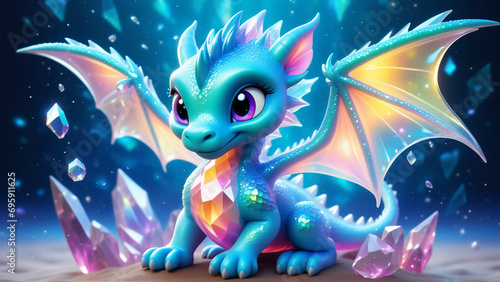 cartoon crystal baby dragon