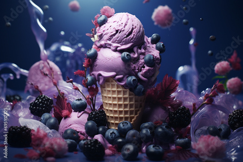 Blueberry and blackberry ice-cream