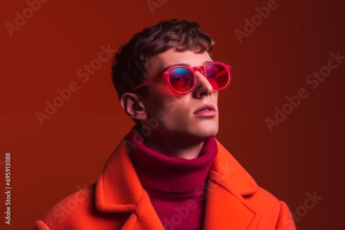 Un portrait de jeune homme avec des lunettes colorés