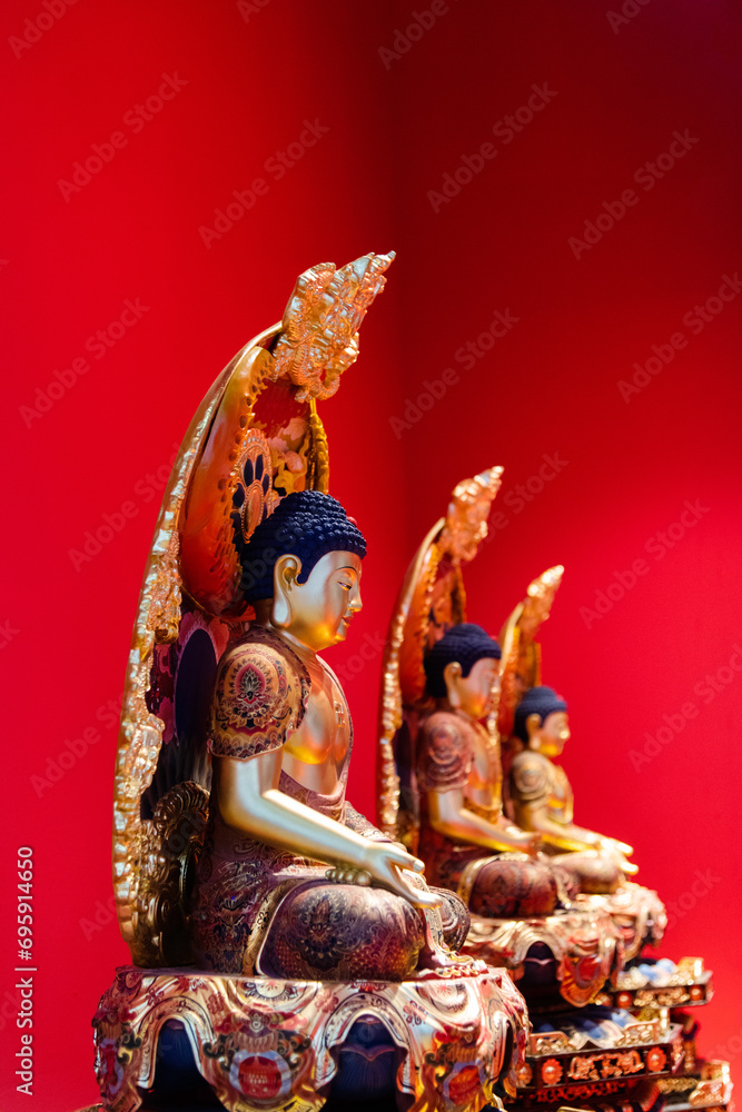 Group of Buddha statue in exhibition