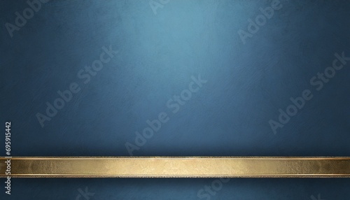blue background with vintage texture soft center lighting and elegant gold ribbon or stripe on bottom border with copyspace for your own label title or text