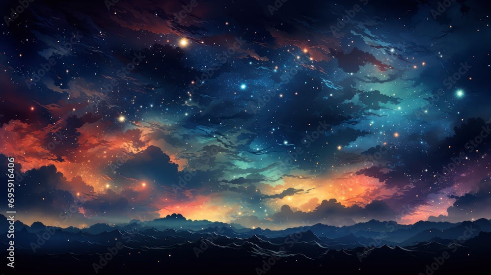 High Definition Star Field Background Starry, Background Banner HD, Illustrations , Cartoon style