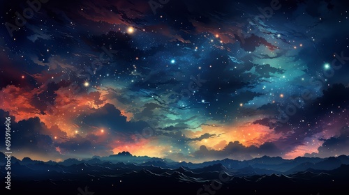 High Definition Star Field Background Starry, Background Banner HD, Illustrations , Cartoon style