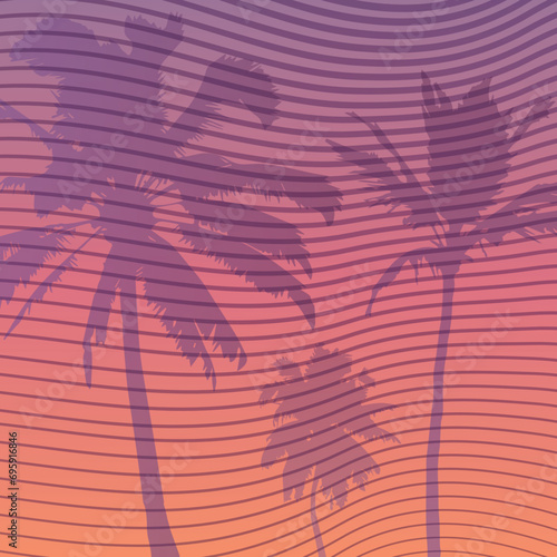 miami landscape, palms landscape, lines landscape, miami background, sunset background, palms background