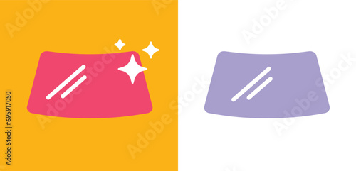 Windshield clean icon flat cartoon vector, car auto glass polishing wax art simple symbol set illustration, windscreen window vehicle scratch resistant, repair fix service magic sparkle image clipart