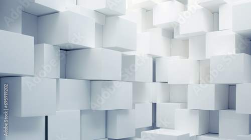 Abstract Geometric White Blocks, Great for Modern Art Concepts, 3D Backgrounds