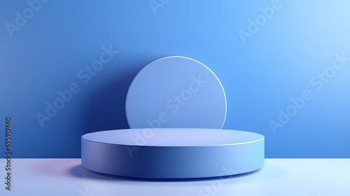 Podium and abstract background. Round stand. Platform for your design. 3D image  generative ai