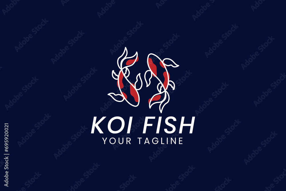 koi fish logo vector icon illustration - obrazy, fototapety, plakaty 