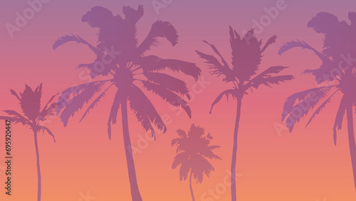 miami landscape, palms landscape, lines landscape, miami background, sunset background, palms background., tree, palm, vector, silhouette, tropical, beach, leaf, summer, nature, illustration, flo