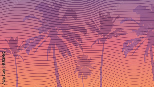 miami landscape  palms landscape  lines landscape  miami background  sunset background  palms background.  tree  palm  vector  silhouette  tropical  beach  leaf  summer  nature  illustration  flo