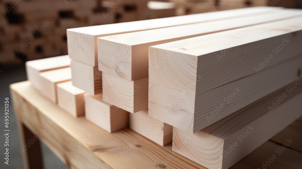 Close-up of Wooden hinoki boards, lumber, industrial wood billets, timber planks. Natural texture of Pine wood timber, background of building materials. Close-up of Wooden hinoki boards, lumber, industrial wood billets, timber planks. Natural texture of Pine wood timber, background of building materials.