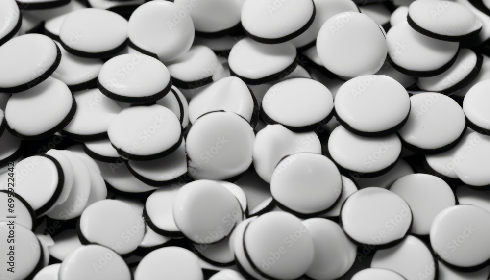 A pile of white capsules in a white background