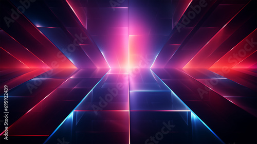 Neon Disco Backdrop. Geometric Shapes and Glowing Lines in a Energetic Background.