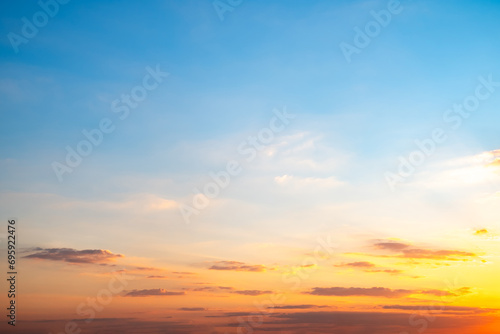 Beautiful , luxury soft gradient orange gold clouds and sunlight on the blue sky perfect for the background, take in everning,Twilight, Large size, high definition landscape photo photo