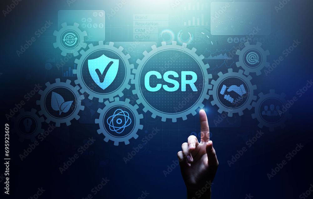 CSR Corporate social responsibility business technology concept on virtual screen.