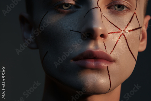 Man with Kiss Marks on Face