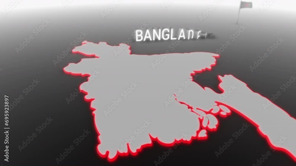 3d animated map of Bangladesh gets hit and fractured by the text “Inflation” 3d animated map of Bangladesh gets hit and fractured by the text “Inflation”