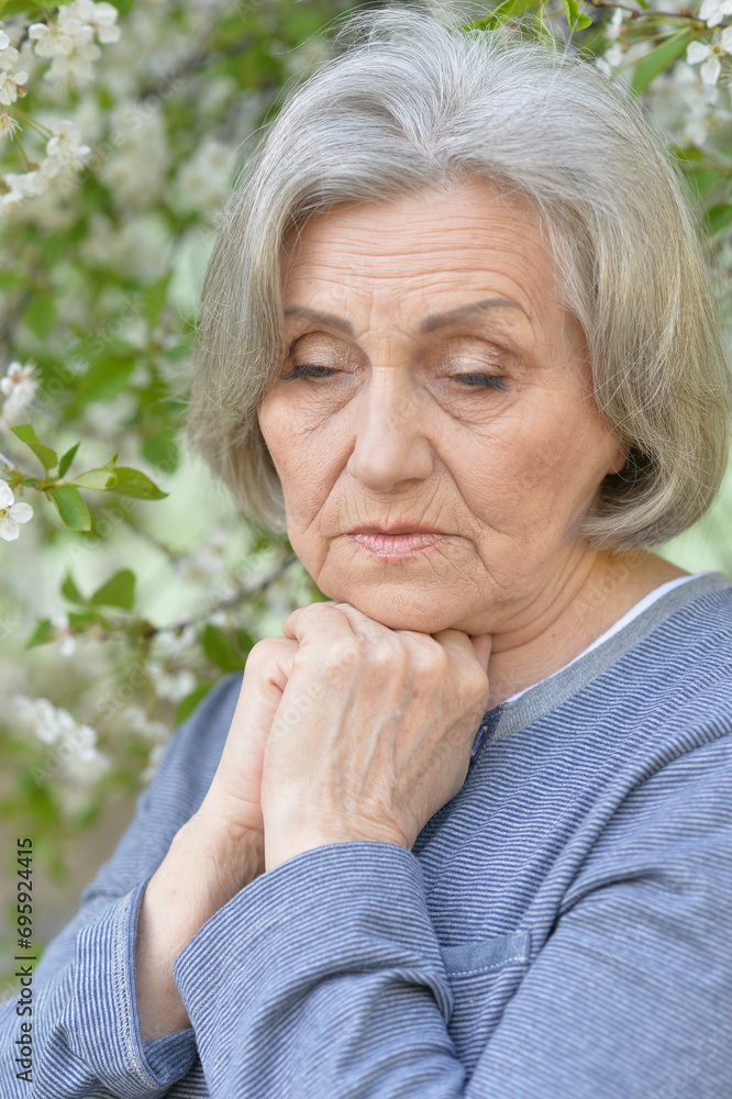Close up portrait of unhappy senior woman Close up portrait of unhappy senior woman
