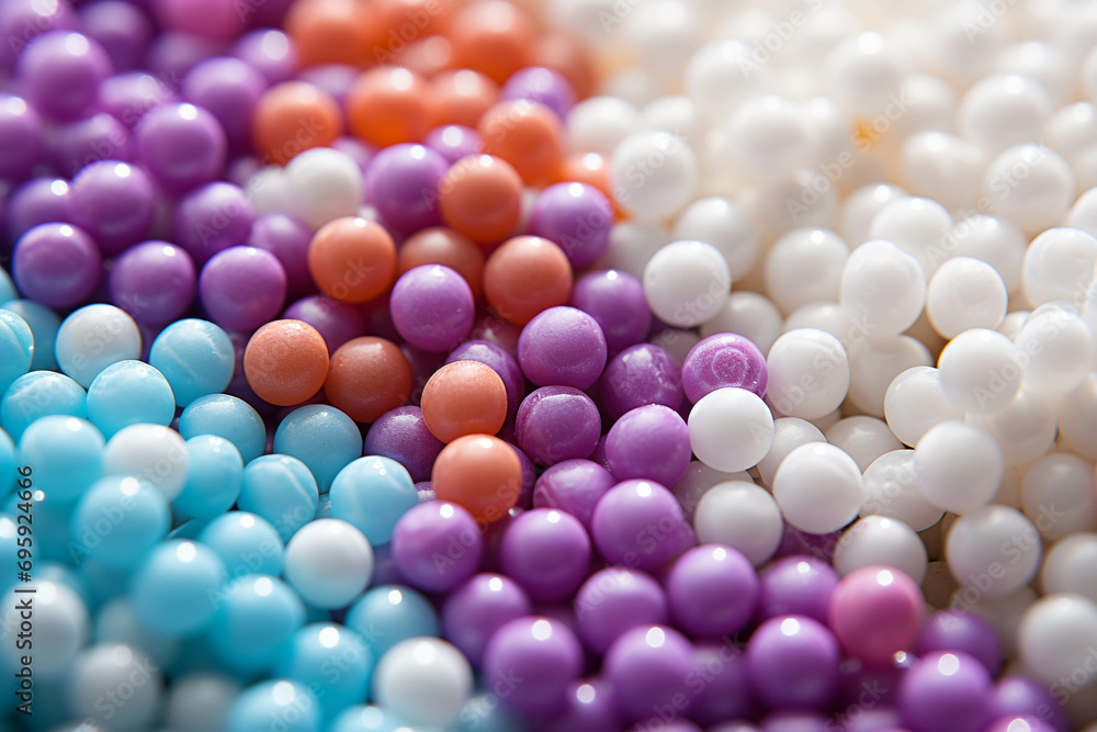 There were piles of colorful beads. There were piles of colorful beads.