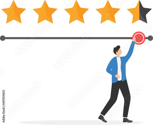 Customer feedback review give stars rating, best product quality of user experience, survey evaluation of products