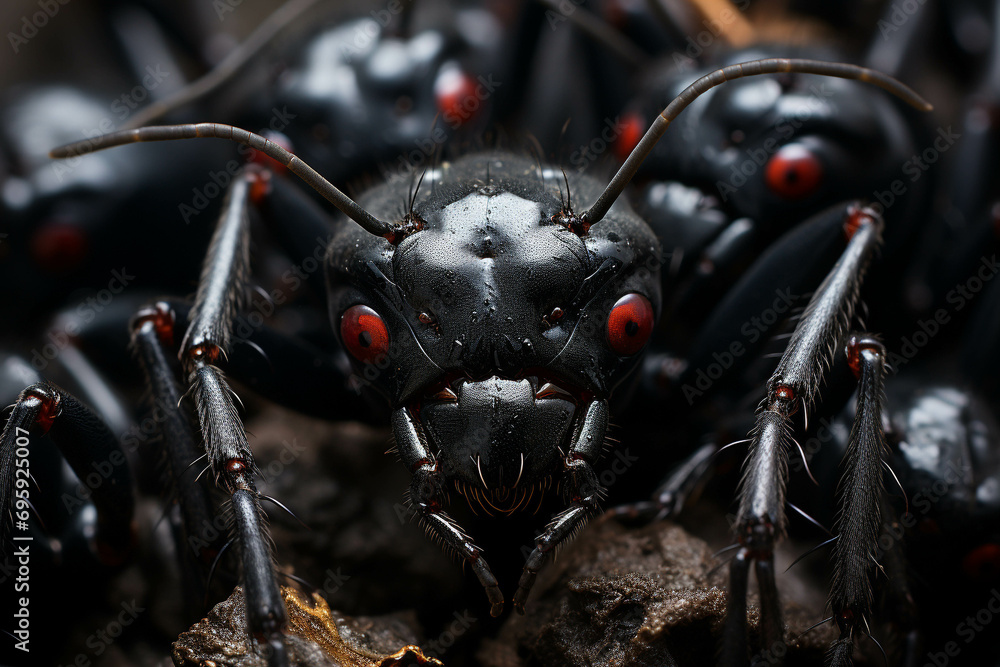 Fototapeta premium Close-up photo of a black ant.
