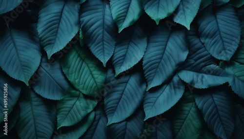 A bunch of green leaves on a blue background