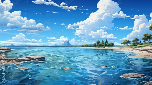 Perfect Sky Water Indian Ocean, Background Banner HD, Illustrations , Cartoon style