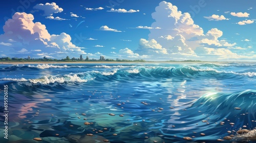 Perfect Sky Water Ocean  Background Banner HD  Illustrations   Cartoon style