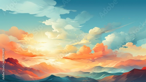 Sunrise Orangeblue Sky Gradient Clear Without, Background Banner HD, Illustrations , Cartoon style