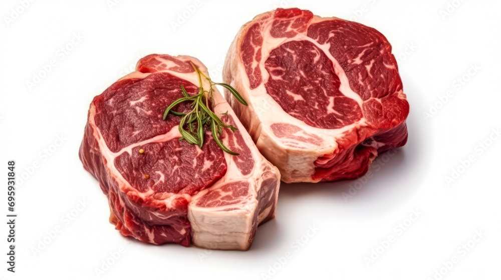 Raw indulgence, Beef steaks on parchment with spices and herbs Raw indulgence, Beef steaks on parchment with spices and herbs