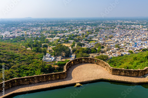 Aerial view of the city seen from Chittorgarh Fort, Chittorgarh, Rajasthan photo