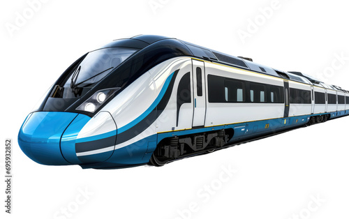 High-Speed Commuter Train Captured in Sleek Motion Photography On a White or Clear Surface PNG Transparent Background.