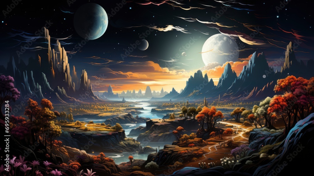 View Space Moon Elements This Image, Background Banner HD, Illustrations , Cartoon style