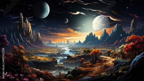 View Space Moon Elements This Image  Background Banner HD  Illustrations   Cartoon style