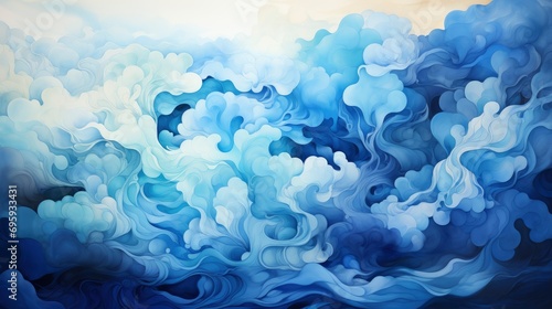 Watercolor Illustration Cloudy Art Abstract Blue, Background Banner HD, Illustrations , Cartoon style