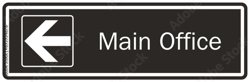 Office door sign point main office direction arrow
