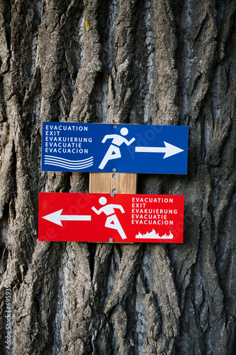 Evacuation route for forestfires or flooding on a campsite in France
