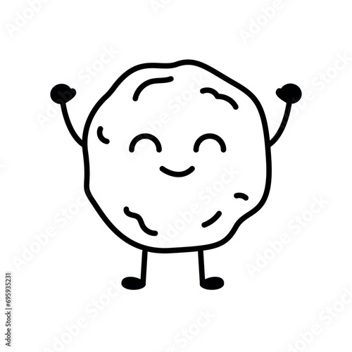 Snowball emoticon color element. Cartoon happy character.