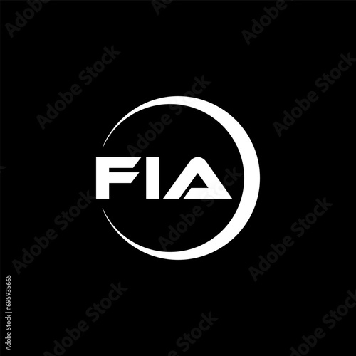 FIA letter logo design with black background in illustrator, cube logo, vector logo, modern alphabet font overlap style. calligraphy designs for logo, Poster, Invitation, etc. photo