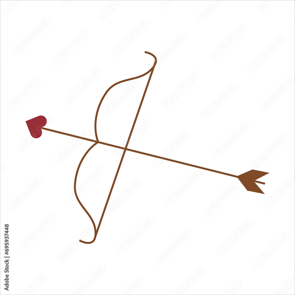 Magic cupid s bow with arrowwith hearts in black isolated on white background. Magic cupid s bow with arrowwith hearts in black isolated on white background.