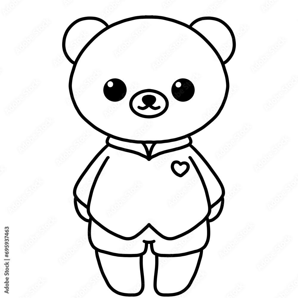 Cute outline bear boy element, Hand drawn, doodle illustration Cute outline bear boy element, Hand drawn, doodle illustration
