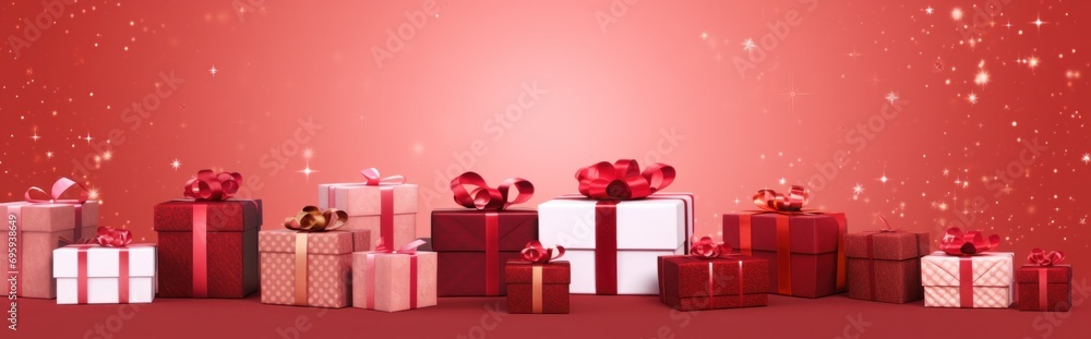 red and white gift boxes are flying away as hearts appear on them red and white gift boxes are flying away as hearts appear on them