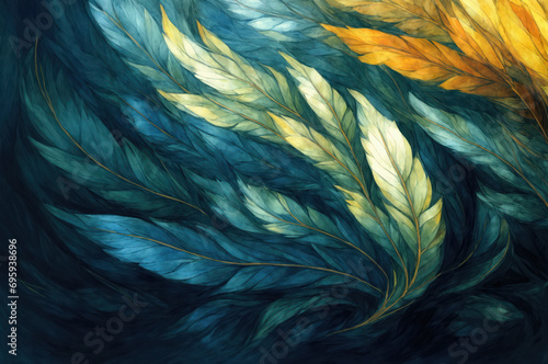 blue and yellow feathers