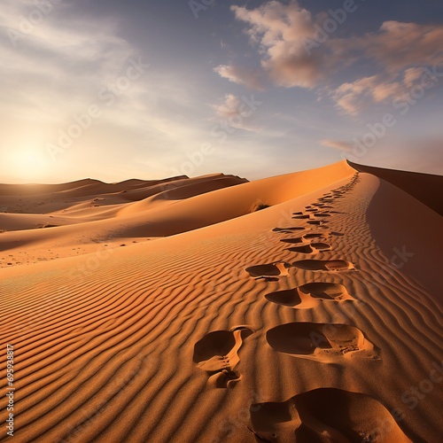 desert sand dunes  human footprints