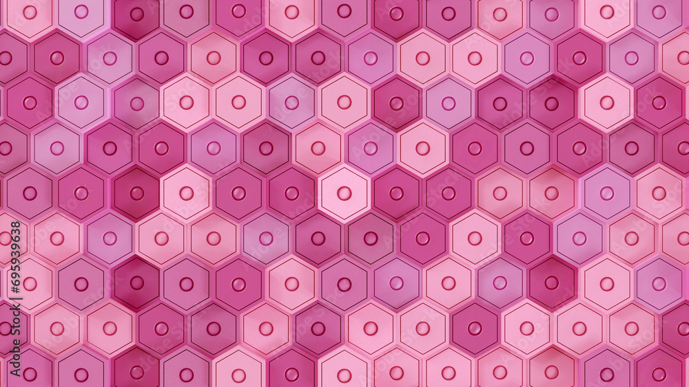 retro red hexagon Digital abstract background 3D 4K