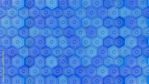 blue hexagon Digital abstract background 3D 4K