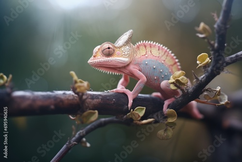 cuban false chameleon revealing pink dewlap photo