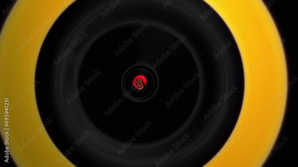 Red and yellow circle wave pulsing on black background. Modern warning loop able animation Red and yellow circle wave pulsing on black background. Modern warning loop able animation