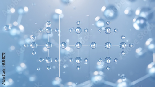 Fototapeta Naklejka Na Ścianę i Meble -  polydimethylsiloxane molecular structure 3d, flat model, silicon, structural chemical formula view from a microscope