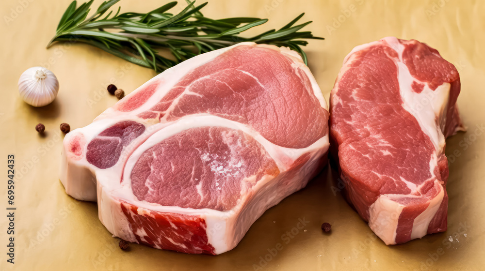 Beef steak with bone, expertly captured on parchment Beef steak with bone, expertly captured on parchment
